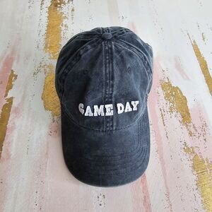 Unbranded 'Game Day' White Gray Cotton Hat Unisex Cap Leather Strap Buckle